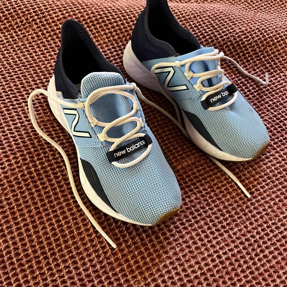 New Balance sneakers, boys size 1. Light blue/Navy.